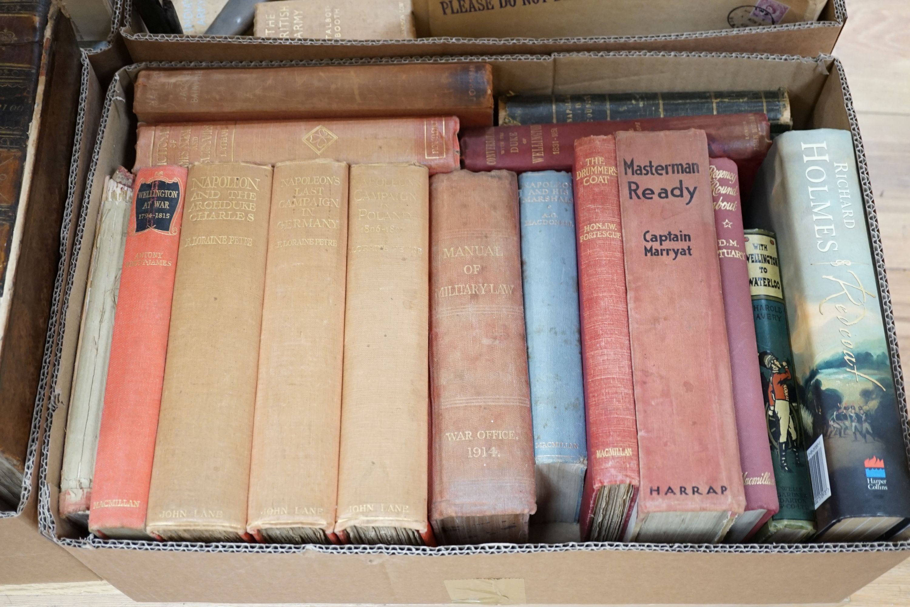 Baring-Gould, S The life of Napoleon Bonaparte, 4 to, red cloth gilt, Methuen, Co.London, 1897 and 6 boxes of books relating to Military history